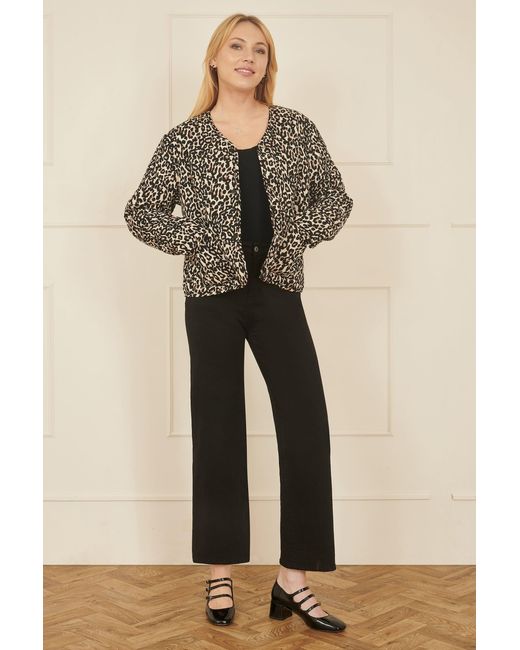 Yumi' Natural Leopard Print Boxy Jacket