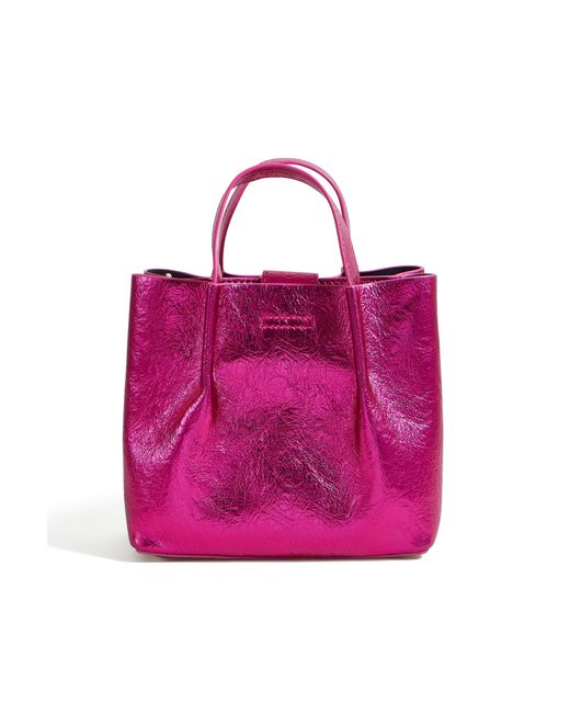 Yumi' Pink Metallic Small Tote Bag