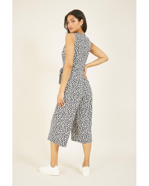 Mela White Ditsy Daisy Sleeveless Culotte Jumpsuit