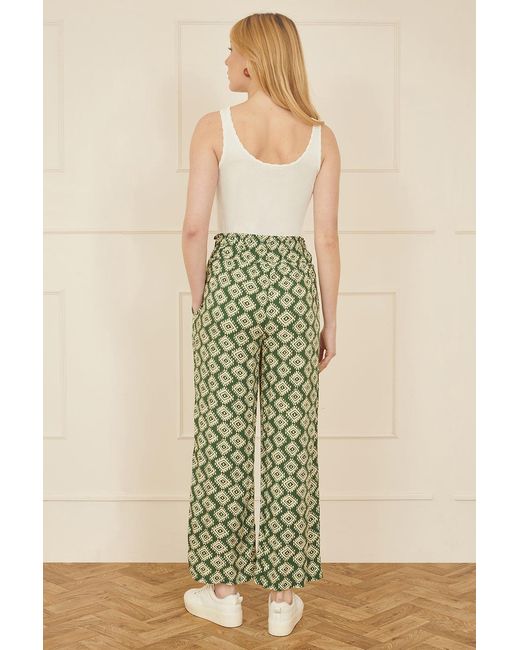Yumi' Natural Geo Print Relaxed Fit Trousers