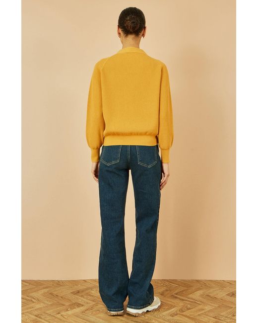 Yumi' Yellow Relaxed Fit Cardigan With Stitch Detail
