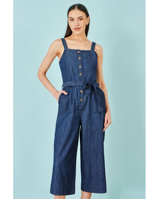 Yumi' Blue Chambray Button Through Jumpsuit