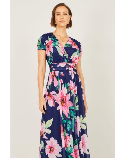 Yumi' White Mesh Floral Maxi Dress