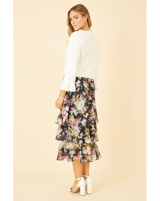 Yumi' Natural Ivory Cropped Cardigan With Bell Sleeves