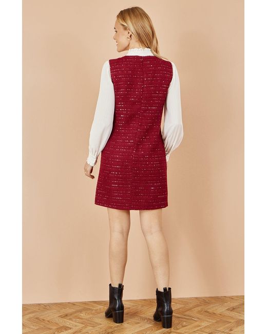 Yumi' Red Boucle Tunic Dress