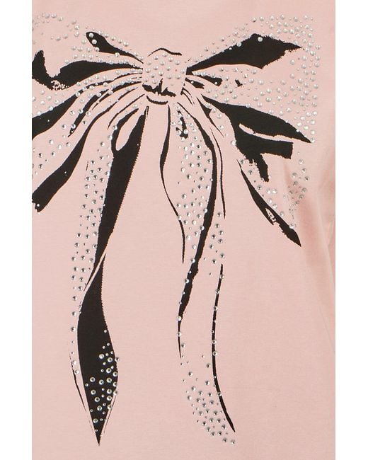 Yumi' Pink Bow T-Shirt With Lace