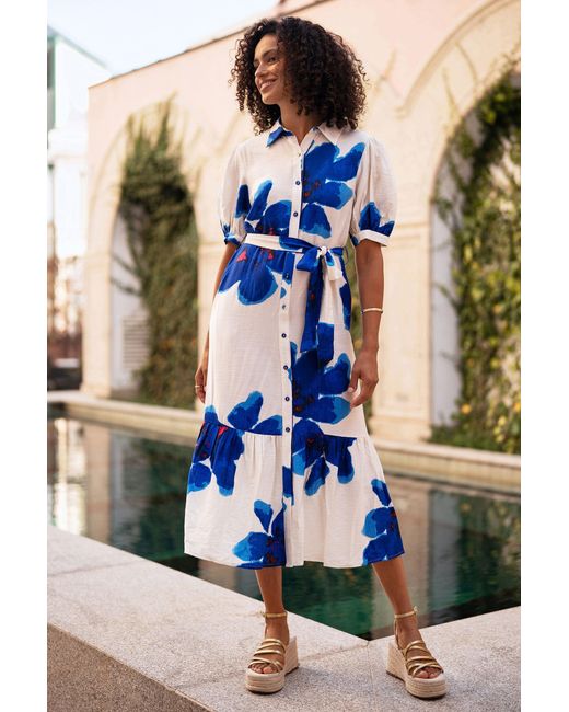 Yumi' Black Scattered Floral Shirt Dress