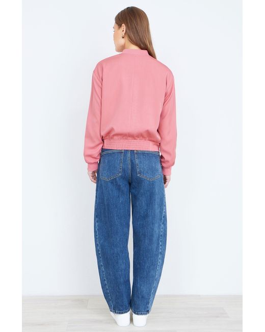 Yumi' Pink Relaxed Lightweight Bomber Jacket