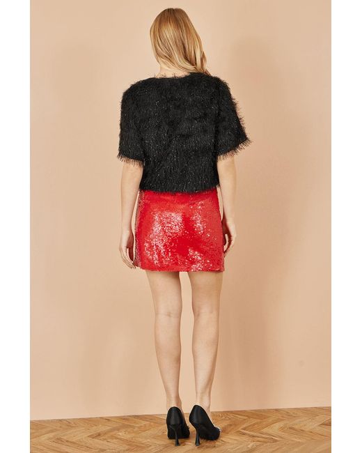 Yumi' Red Sequin Mini Skirt
