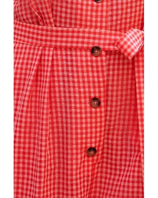 Yumi' Red Gingham Button Through Jumpsuit