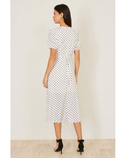 Yumi' Natural Spot Print Wrap Tea Dress