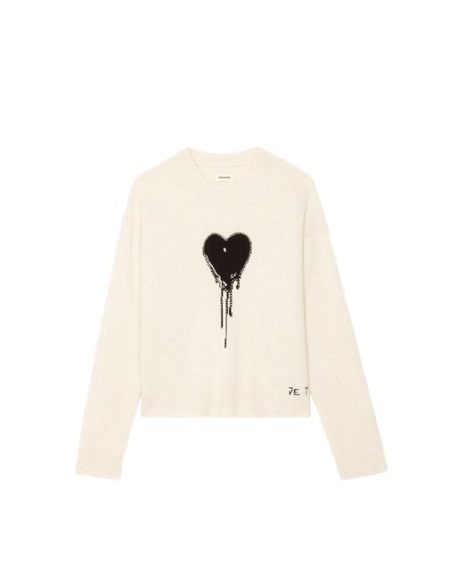 Zadig & Voltaire White Markuz Jumper 100% Cashmere