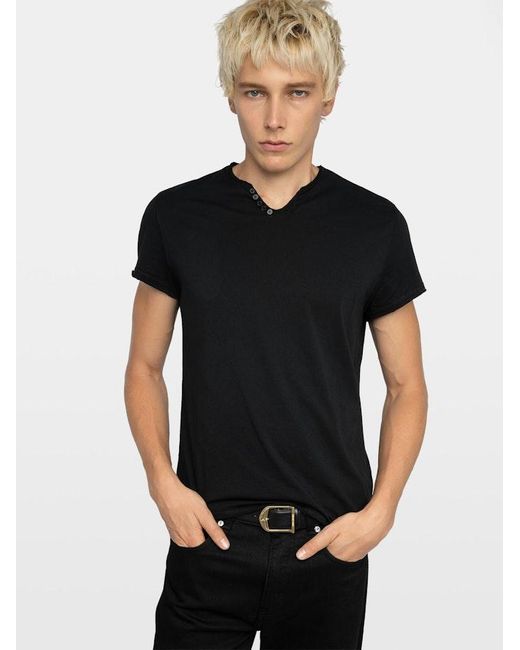 Zadig & Voltaire Black Monastir Henley T-Shirt for men
