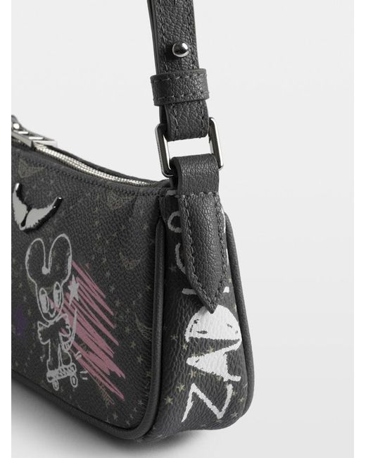 Zadig & Voltaire Black Z Pocket Monogram Tag Clutch