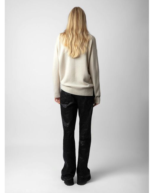 Zadig & Voltaire White Mirka Cardigan 100% Cashmere