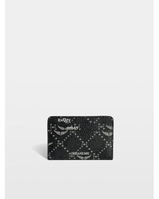 Zadig & Voltaire Black Zv Pass Monogram Card Holder