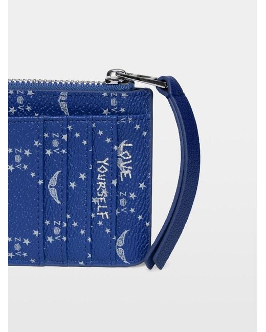 Zadig & Voltaire Blue Zv Card Monogram Card Holder