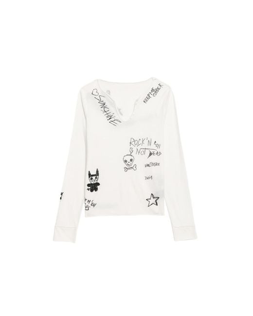 Zadig & Voltaire White Happy Henley T-Shirt