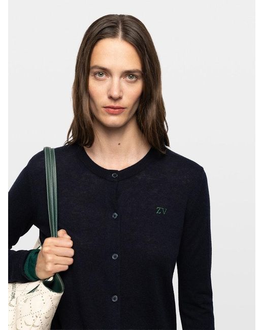 Zadig & Voltaire Blue Missya Cardigan 100% Cashmere