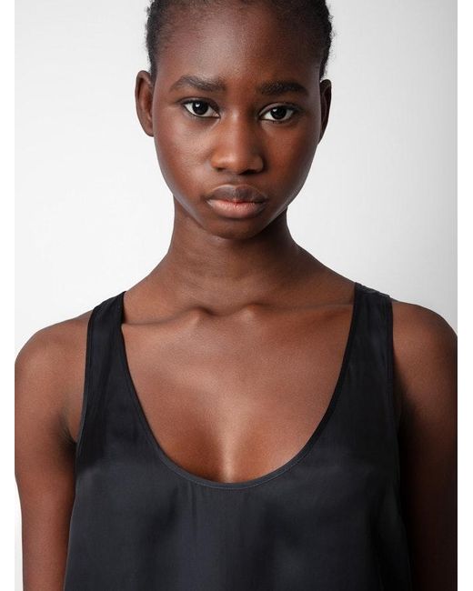 Zadig & Voltaire Black Carys Satin Top