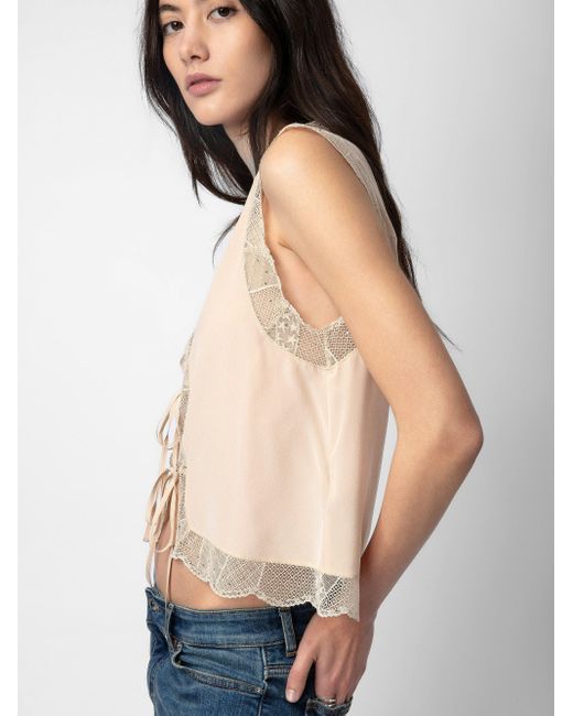 Zadig & Voltaire Natural Top Topzy Strass Seide