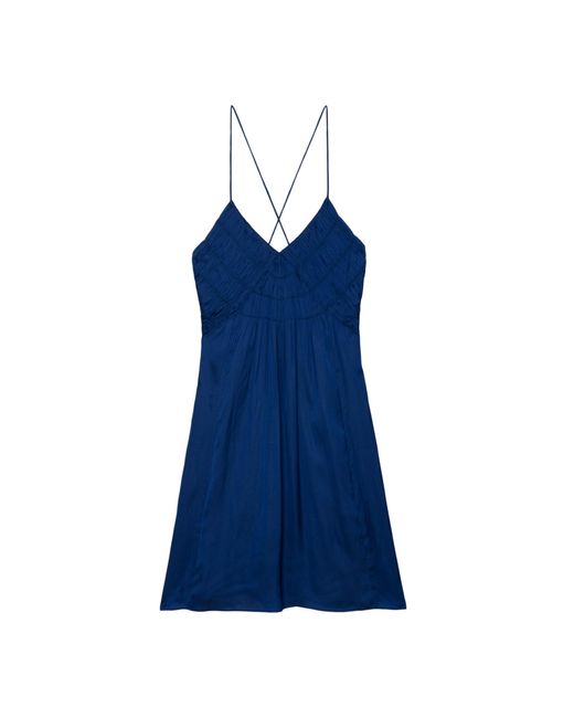 Zadig & Voltaire Blue Rayonna V-neck Recycled-polyester Mini Dress