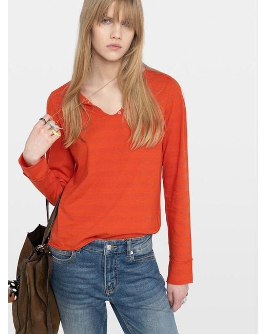 Zadig & Voltaire Red Henley T-Shirt