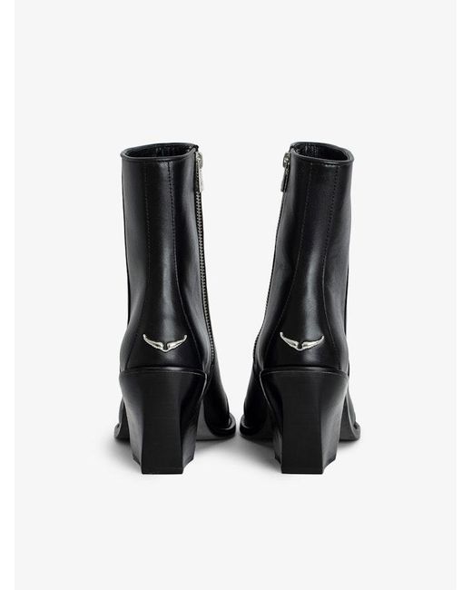Zadig & Voltaire Black Cara Pointed-Toe Leather Ankle Boots