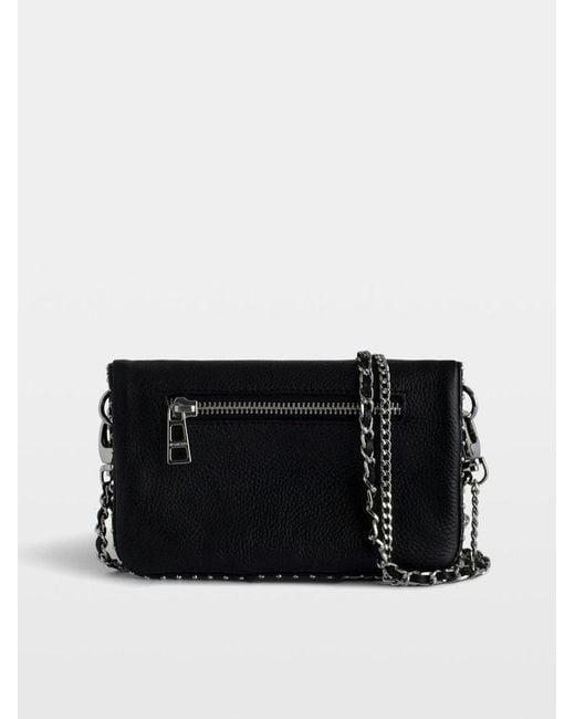 Zadig & Voltaire Black Rock Nano Studded Suede Clutch Bag