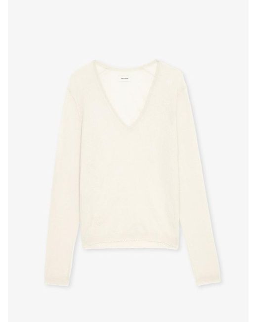 Zadig & Voltaire White Rivy Jumper 100% Cashmere