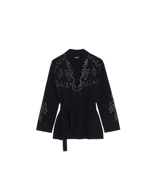 Zadig & Voltaire Black Cardigan Salomy 100% Cashmere