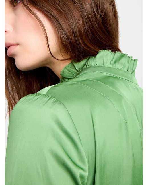 Zadig & Voltaire Green Topher Satin Top