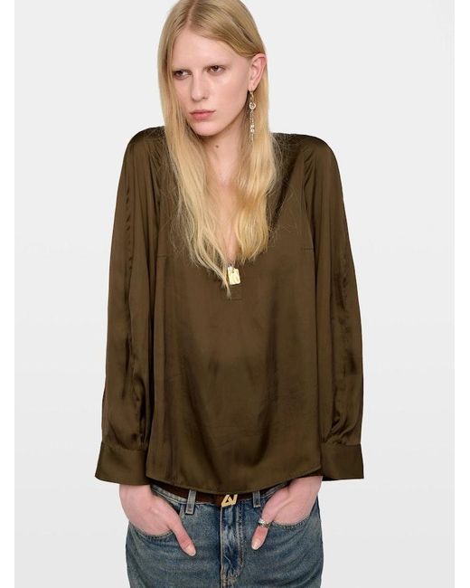 Zadig & Voltaire Brown Torny Satin Tunic