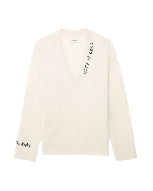 Zadig & Voltaire White Pullover Mikyz 100% Kaschmir