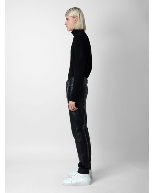 Pantalon leather david cuir Zadig & Voltaire pour homme en coloris Black
