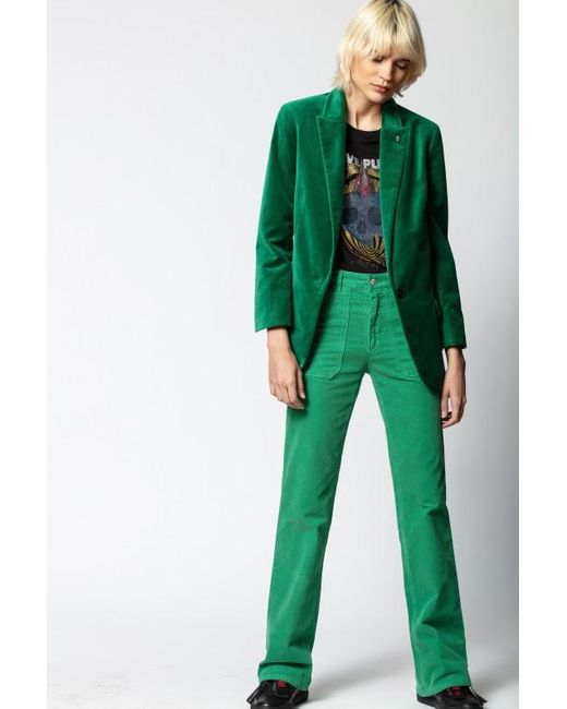 Pantalon pista velours Zadig & Voltaire en coloris Green