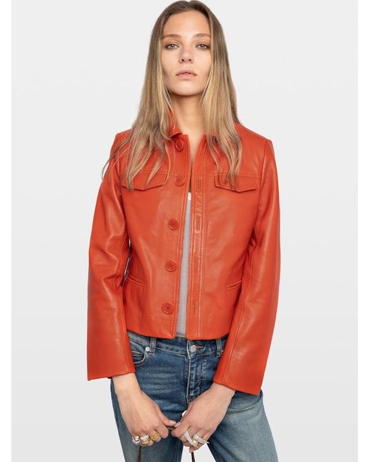 Zadig & Voltaire Orange Jacket Liam Leather