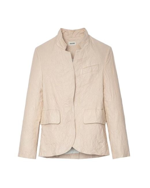 Zadig & Voltaire Natural Verys Creased Leather Blazer