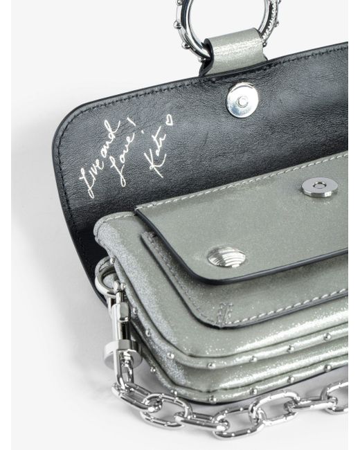 Zadig & Voltaire Gray Kate Ring-embellished Metallic Leather Shoulder Bag