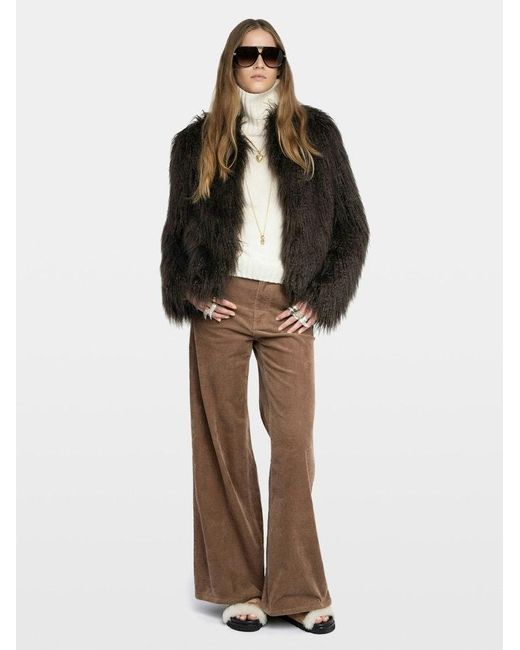 Zadig & Voltaire Black Freddie Curly Faux Fur Coat