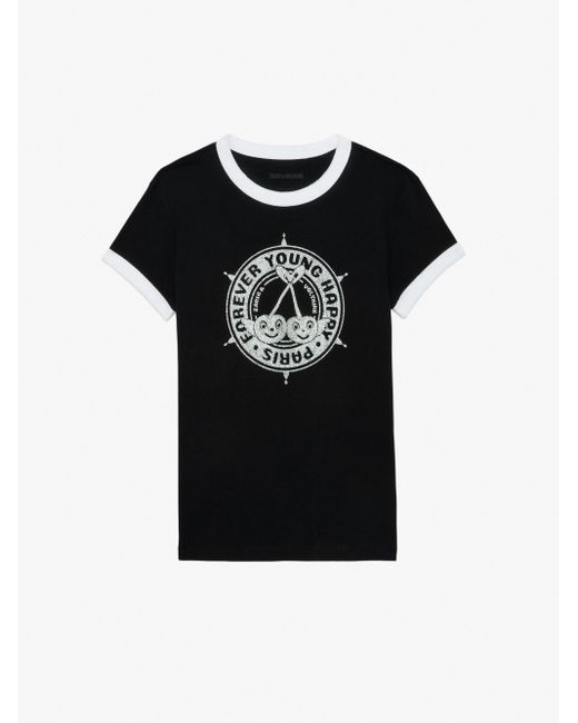 Zadig & Voltaire Black Walk Diamante Insignia T-shirt