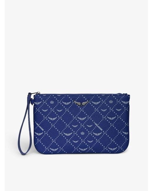 Zadig & Voltaire Blue Pochette Z Pouch Monogram
