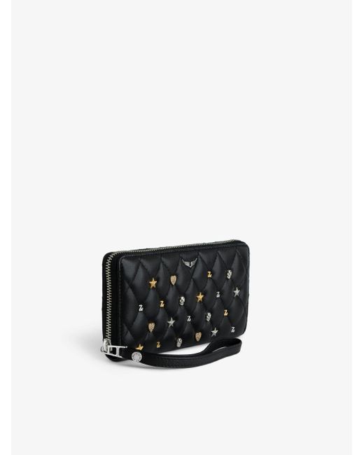 Zadig & Voltaire Black Compagnon Charm-embellished Quilted-leather Wallet
