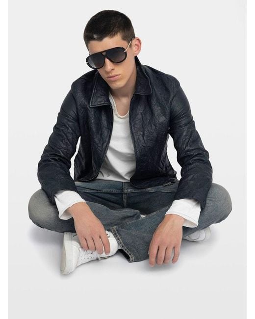 Zadig & Voltaire Blue Loumy Leather Jacket for men