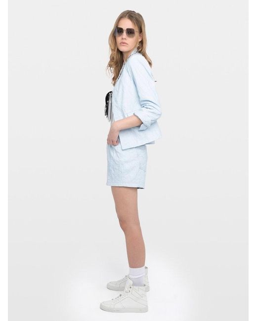 Zadig & Voltaire Blue Pax Crinkled Leather Shorts
