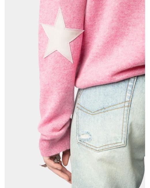 Zadig & Voltaire Pink Vivi Patch Jumper 100% Cashmere