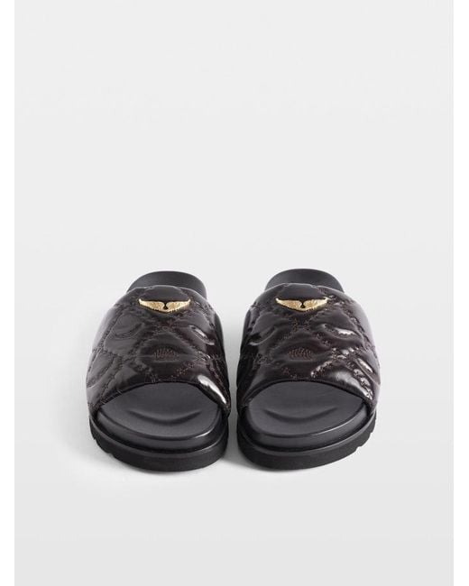 Zadig & Voltaire Black Mules Teddy Bare Vintage