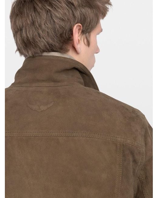Zadig & Voltaire Brown Jacket Bases Suede Leather for men