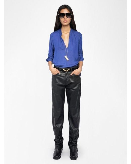 Zadig & Voltaire Blue Tink Satin Blouse