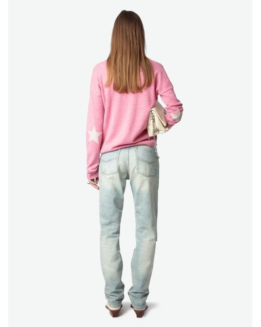 Zadig & Voltaire Pink Vivi Patch Jumper 100% Cashmere